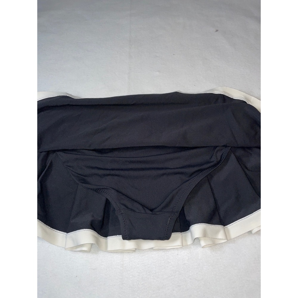 Robin Piccone Black Pleated Swim Skirt White Trim XS 254760 - Picture 7 of 7